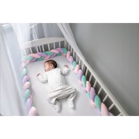 Protectie laterala impletita pentru patut Ricokids Trio RozMovTurcoaz 3metri,inaltime 11.5 cm, din plus cu umplutura antialergica - 2