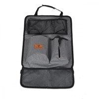 Protectie spatar si organizator auto pentru copii Cangaroo Grey,Model universal,Protejeaza scaunul din fata de murdarie,Buzunare multiple,Compartiment pentru seervetele umede si Sticla - 2