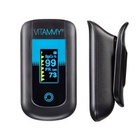 Pulsoximetru Vitammy eSaturino negru masoara saturatia de oxigen din sange si pulsul, algoritm de toleranta la miscare, ecran OLED bicolor, 4 directii de afisare - 1