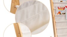 Raft organizator de carti pentru copii Ikonka, realizat din lemn, dimensiune 79 x 62.5 x 30 cm