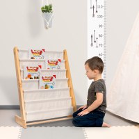 Raft organizator de carti pentru copii Ikonka, realizat din lemn, dimensiune 79 x 62.5 x 30 cm - 6