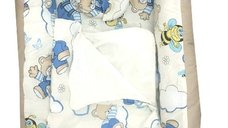 Reducer Bebe Bed Nest cu paturica si pernita antiplagiocefalie Ursi cu albine pe fundal crem