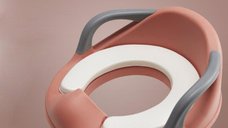 Reductor pentru toaleta Little Mom Safe Seat Pink cu manere, sezut moale, varsta 1 an+