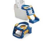 Reductor toaleta pentru copii Little Mom Blue, pliabil, ergonomic, sezut din PVC, manere de sustinere, vas colector detasabil, protectie anti-stropire, suprafata antiderapanta, 55 x 35 x 58 cm - 1