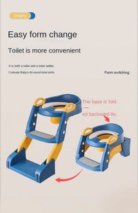 Reductor toaleta pentru copii Little Mom Blue, pliabil, ergonomic, sezut din PVC, manere de sustinere, vas colector detasabil, protectie anti-stropire, suprafata antiderapanta, 55 x 35 x 58 cm - 2