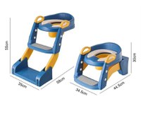 Reductor toaleta pentru copii Little Mom Blue, pliabil, ergonomic, sezut din PVC, manere de sustinere, vas colector detasabil, protectie anti-stropire, suprafata antiderapanta, 55 x 35 x 58 cm - 3