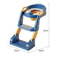 Reductor toaleta pentru copii Little Mom Blue, pliabil, ergonomic, sezut din PVC, manere de sustinere, vas colector detasabil, protectie anti-stropire, suprafata antiderapanta, 55 x 35 x 58 cm - 9