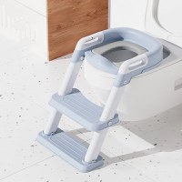 Reductor toaleta pentru copii, Little Mom Kids Steps Blue pliabil cu scara, inaltime reglabila in 2 pozitii, suprafata antiderapanda si colac moale - 1