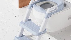 Reductor toaleta pentru copii, Little Mom Kids Steps Blue pliabil cu scara, inaltime reglabila in 2 pozitii, suprafata antiderapanda si colac moale