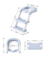 Reductor toaleta pentru copii, Little Mom Kids Steps Blue pliabil cu scara, inaltime reglabila in 2 pozitii, suprafata antiderapanda si colac moale - 5