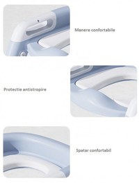 Reductor toaleta pentru copii, Little Mom Kids Steps Blue pliabil cu scara, inaltime reglabila in 2 pozitii, suprafata antiderapanda si colac moale - 6