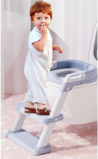 Reductor toaleta pentru copii, Little Mom Kids Steps Blue pliabil cu scara, inaltime reglabila in 2 pozitii, suprafata antiderapanda si colac moale - 8