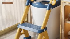 Reductor toaleta pentru copii Little Mom Teddy pink, cu doua trepte, colac moale din pvc detasabil, pliabil, design anti-stropire, baza antiderapanta, inaltime reglabila, spatar si manere, compatibilitate universala
