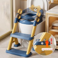 Reductor toaleta pentru copii Little Mom Teddy pink, cu doua trepte, colac moale din pvc detasabil, pliabil, design anti-stropire, baza antiderapanta, inaltime reglabila, spatar si manere, compatibilitate universala - 2