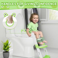 Reductor WC copii Little Mom Green Frog, pliabil, cu colac detasabil moale din PU, inaltime reglabila pe 5 nivele, manere ergonomice si protectie antistropire, compatibilitate universala, baza antiderapanta - 1