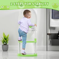 Reductor WC copii Little Mom Green Frog, pliabil, cu colac detasabil moale din PU, inaltime reglabila pe 5 nivele, manere ergonomice si protectie antistropire, compatibilitate universala, baza antiderapanta - 2