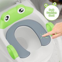 Reductor WC copii Little Mom Green Frog, pliabil, cu colac detasabil moale din PU, inaltime reglabila pe 5 nivele, manere ergonomice si protectie antistropire, compatibilitate universala, baza antiderapanta - 3