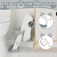 Reductor WC copii Little Mom Grey Frog, pliabil, cu colac detasabil moale din PU, inaltime reglabila pe 5 nivele, manere ergonomice si protectie antistropire, compatibilitate universala, baza antiderapanta - 1