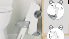 Reductor WC copii Little Mom Grey Frog, pliabil, cu colac detasabil moale din PU, inaltime reglabila pe 5 nivele, manere ergonomice si protectie antistropire, compatibilitate universala, baza antiderapanta