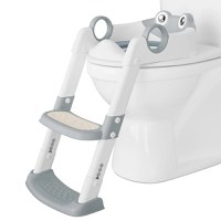 Reductor WC copii Little Mom Grey Frog, pliabil, cu colac detasabil moale din PU, inaltime reglabila pe 5 nivele, manere ergonomice si protectie antistropire, compatibilitate universala, baza antiderapanta - 3