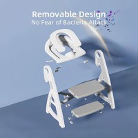 Reductor WC copii Little Mom StepUp Baby Pink, reglabil pe inaltime, cu manere ergonomice, colac moale detasabil din spuma PU, design anti-stropire, compatibilitate universala - 3