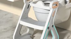 Reductor Wc copii pliabil Little Mom White, multifunctional, in structura triunghiulara, cu colac moale PU, inaltime ajustabila, prevazut cu manere, protectie antistropire, antiaderent, potrivit si toaletelor patrate