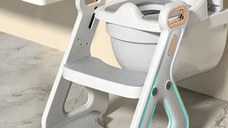 Reductor Wc copii pliabil Little Mom White, multifunctional, in structura triunghiulara, cu colac moale PU, inaltime ajustabila, prevazut cu manere, protectie antistropire, antiaderent, potrivit si toaletelor patrate