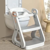 Reductor Wc copii pliabil Little Mom White, multifunctional, in structura triunghiulara, cu colac moale PU, inaltime ajustabila, prevazut cu manere, protectie antistropire, antiaderent, potrivit si toaletelor patrate - 8