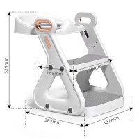 Reductor Wc copii pliabil Little Mom White, multifunctional, in structura triunghiulara, cu colac moale PU, inaltime ajustabila, prevazut cu manere, protectie antistropire, antiaderent, potrivit si toaletelor patrate - 7