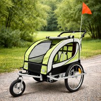 Remorca de bicicleta pentru transport copii, 2 locuri, sigura si confortabila, capacitate 40 kg - 1