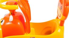 Ride-On copii fara pedale MalPlay Hipcio Walker Orange cu spatar inalt, compartiment de depozitare pozitionat sub scaun, claxon, recomandata copiilor de la 2 ani