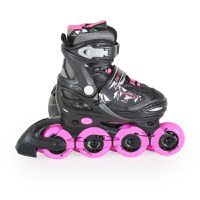 Role reglabile marime 34-37 pentru copii cu roti din PU,baza din aluminiu,inchidere cu sireturi,curea Velcro si catarama dubla Byox Dazzle Pink - 1