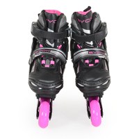 Role reglabile marime 34-37 pentru copii cu roti din PU,baza din aluminiu,inchidere cu sireturi,curea Velcro si catarama dubla Byox Dazzle Pink - 2