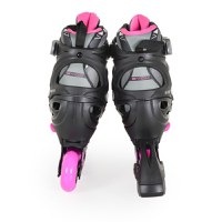 Role reglabile marime 34-37 pentru copii cu roti din PU,baza din aluminiu,inchidere cu sireturi,curea Velcro si catarama dubla Byox Dazzle Pink - 3