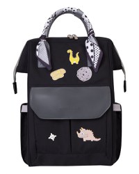 Rucsac multifunctional pentru mamici KikkaBoo Myla Black cu ecusoane detasabile si accesorii colorate, organizator pentru scutece si accesorii, buzunare laterale, curea reglabila,2 compartimente termoizolante pentru biberoane - 1