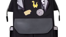 Rucsac multifunctional pentru mamici KikkaBoo Myla Black cu ecusoane detasabile si accesorii colorate, organizator pentru scutece si accesorii, buzunare laterale, curea reglabila,2 compartimente termoizolante pentru biberoane