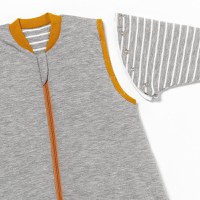 Sac de dormit cu picioruse si maneca lunga detasabila Gray Mottled Stripes 70 cm + manseta 2.5 Tog - 2