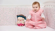 Sac de dormit KidsDecor cu picioruse si maneci 3 tog Stars in Your Eyes Pink 110 cm