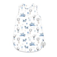 Sac de dormit MimiNu Mini Gray Stars, de iarna, din bumbac, cu fermoar lateral, capse pe umar, 74 cm, 0-6 luni, 2.5 tog - 2