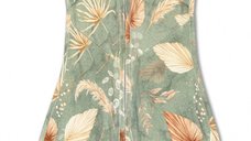 Saculet swaddle pentru infasat + caciulita Second Step Boho Green Sleepee
