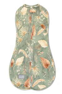 Saculet swaddle pentru infasat + caciulita Second Step Boho Green Sleepee - 1