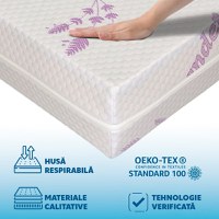 Saltea de pat ortopedica cu latex 140x200 cm, 17+3+1 reversibila, 7 zone, husa lavanda, Young - 2