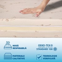 Saltea de pat ortopedica pentru copii 80x200 latex, cocos, husa bumbac, Econatura - 6