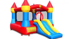 Saltea gonflabila Castel cu loc pentru sarit si tobogan