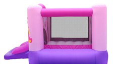 Saltea gonflabila Printese cu loc de joaca, tobogan si cos de baschet
