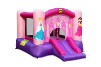 Saltea gonflabila Printese cu loc de joaca, tobogan si cos de baschet - 6