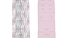 Saltea pentru carucior KikkaBoo cu doua fete Leaves Roz