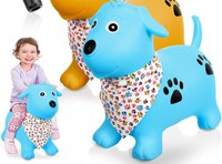 Saritor gonflabil din cauciuc rezistent, cu Pompa inclusa si Esarfa colorata detasabila, 52 x 24 x 46 cm, Jumping Dog Blue - 10