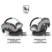 Scaun auto cu Isofix Coccolle Nyota Moonlit Grey 40-150 cm, i-Size, 4 pozitii inclinare, Rotire 360 cu o singura mana, Tetiera reglabila, Husa detasabila, Sistem antibasculare Top Tether, Pozitie somn, 0-12 ani - 2