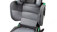 Scaun auto cu isofix pentru copii, Kidnort, model pliabil, cu Tetiera reglabila, 100-150 cm i-SIZE R-129 Mane Gray
